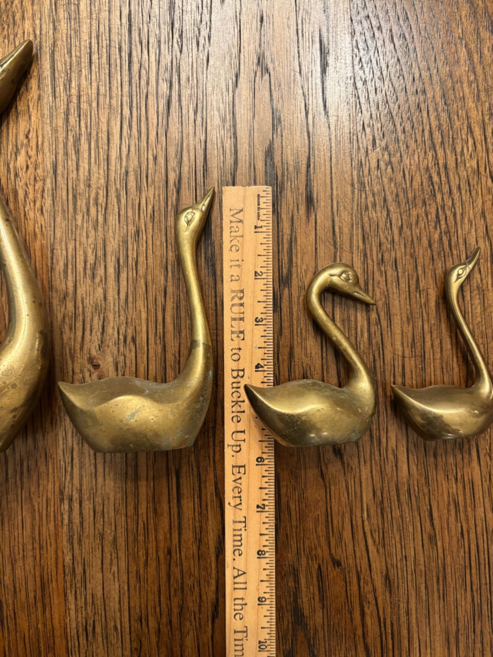 Vintage Solid Brass Swan Duck Family Set Mid Century Hollywood Regency Decor - Picture 12 of 16